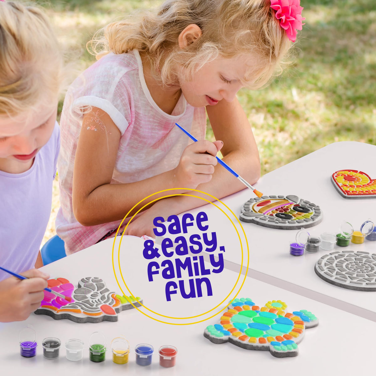 5-Piece Paint Your Own Garden Stepping Stones Kit for Kids