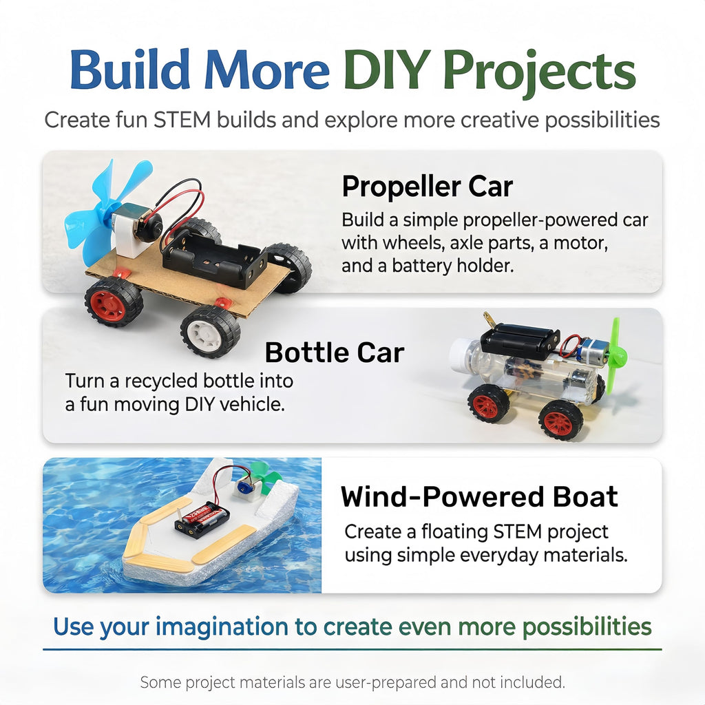 8-Set STEM Motor Kit with Wheels, Gears & Accessories