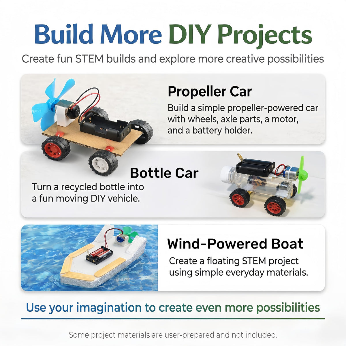 8-Set STEM Motor Kit with Wheels, Gears & Accessories