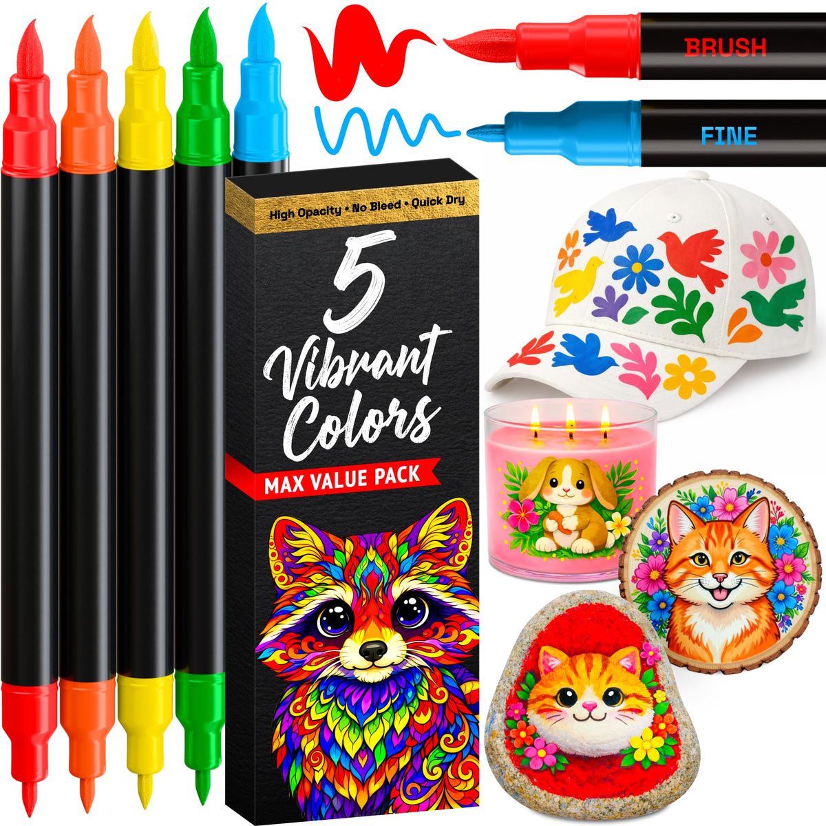 ARTISTRO Dual-Tip Acrylic Paint Markers for Drawing
