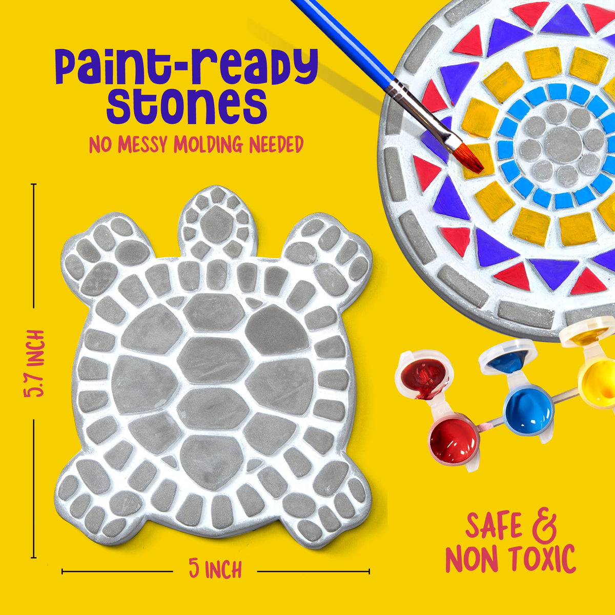 5-Piece Paint Your Own Garden Stepping Stones Kit for Kids