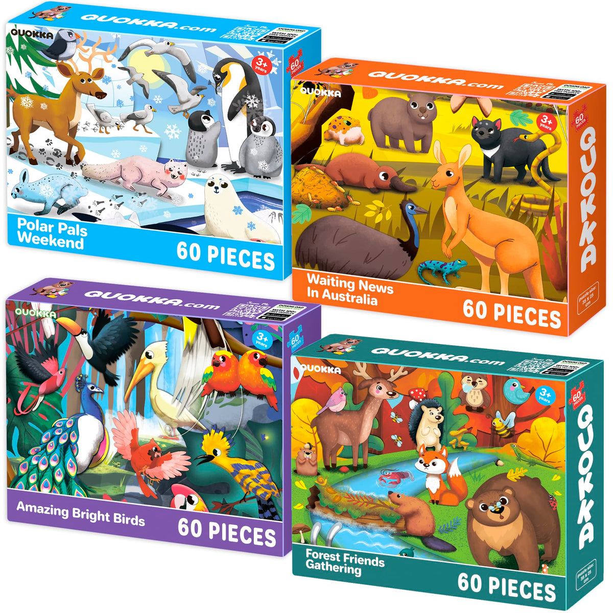 4-Pack 60-Piece Jigsaw Puzzles for Kids Ages 4–8