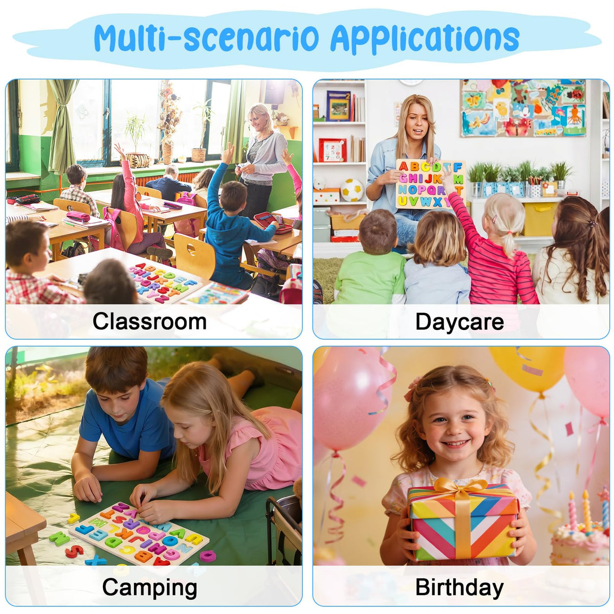 Wooden Learning Puzzle Board & Blocks for Toddlers Ages 1–5