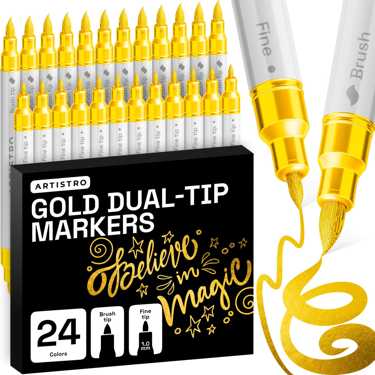 ARTISTRO Dual-Tip Acrylic Paint Markers for Drawing