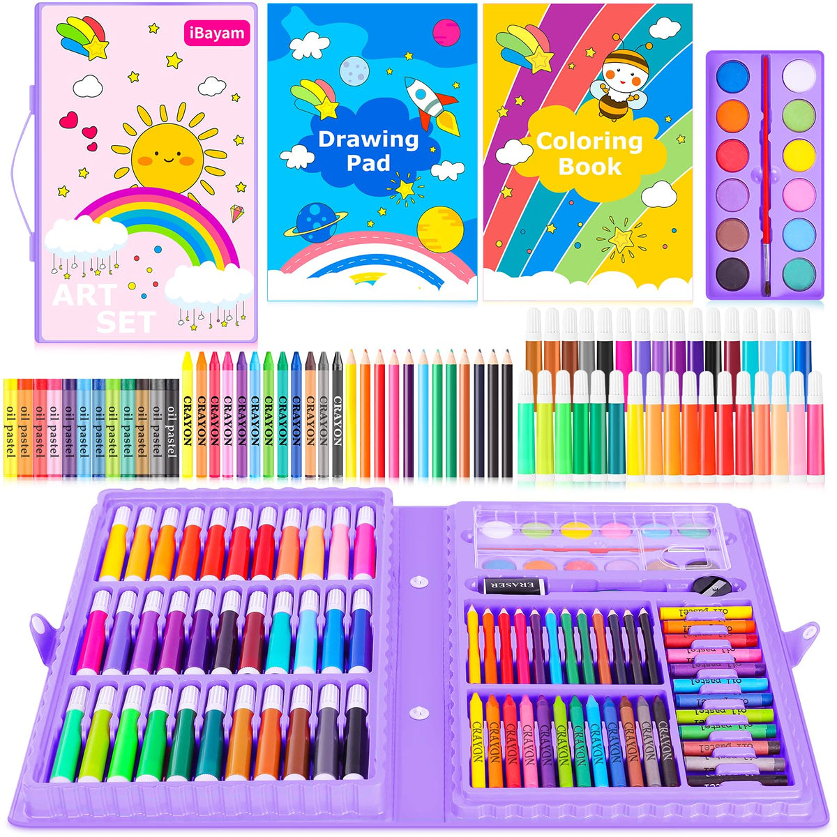 iBayam 139-Piece Drawing & Painting Art Set with Sketch Pads