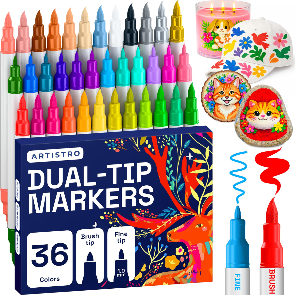 ARTISTRO Dual-Tip Acrylic Paint Markers for Drawing