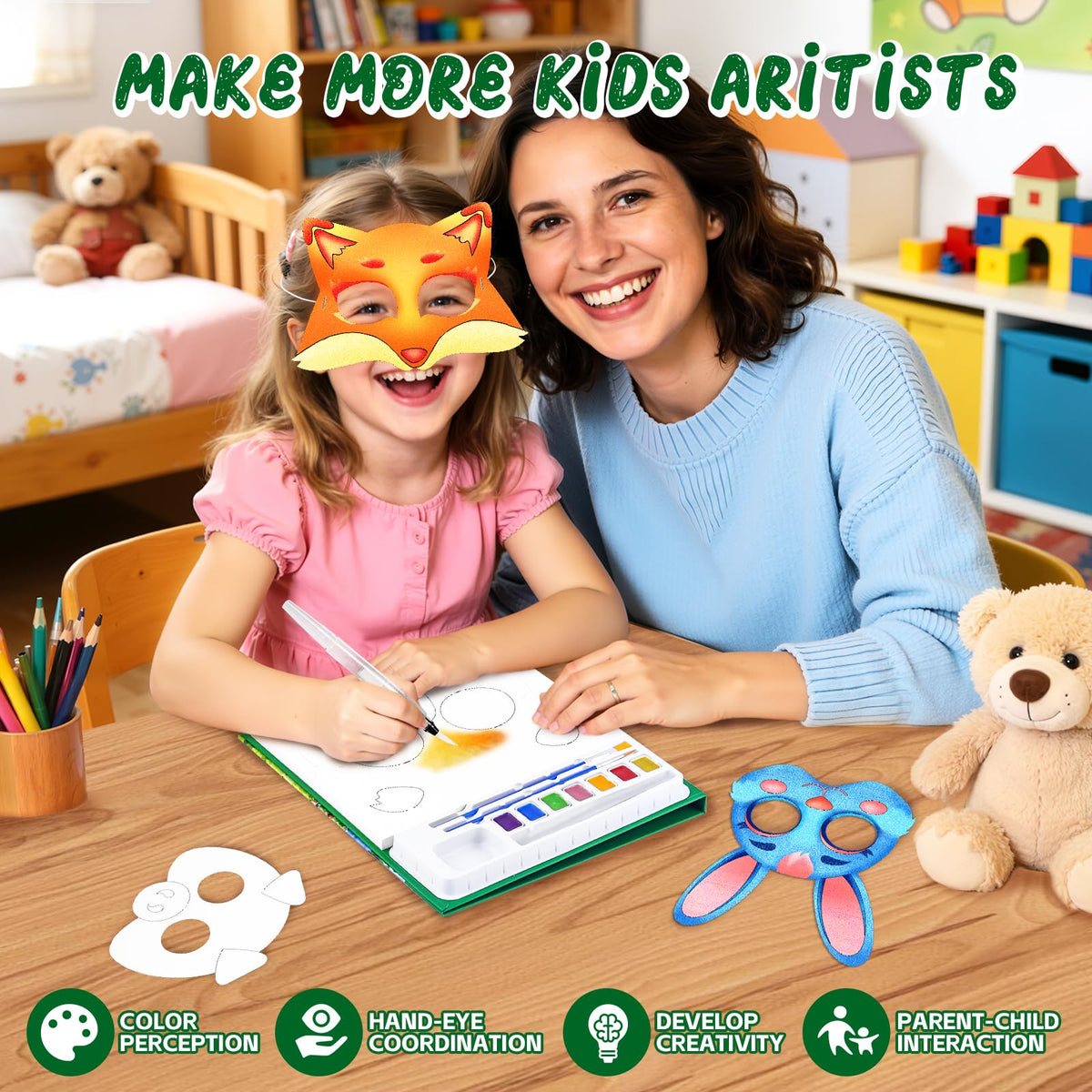 Mess-Free Paint-with-Water Mask Coloring Kit for Kids