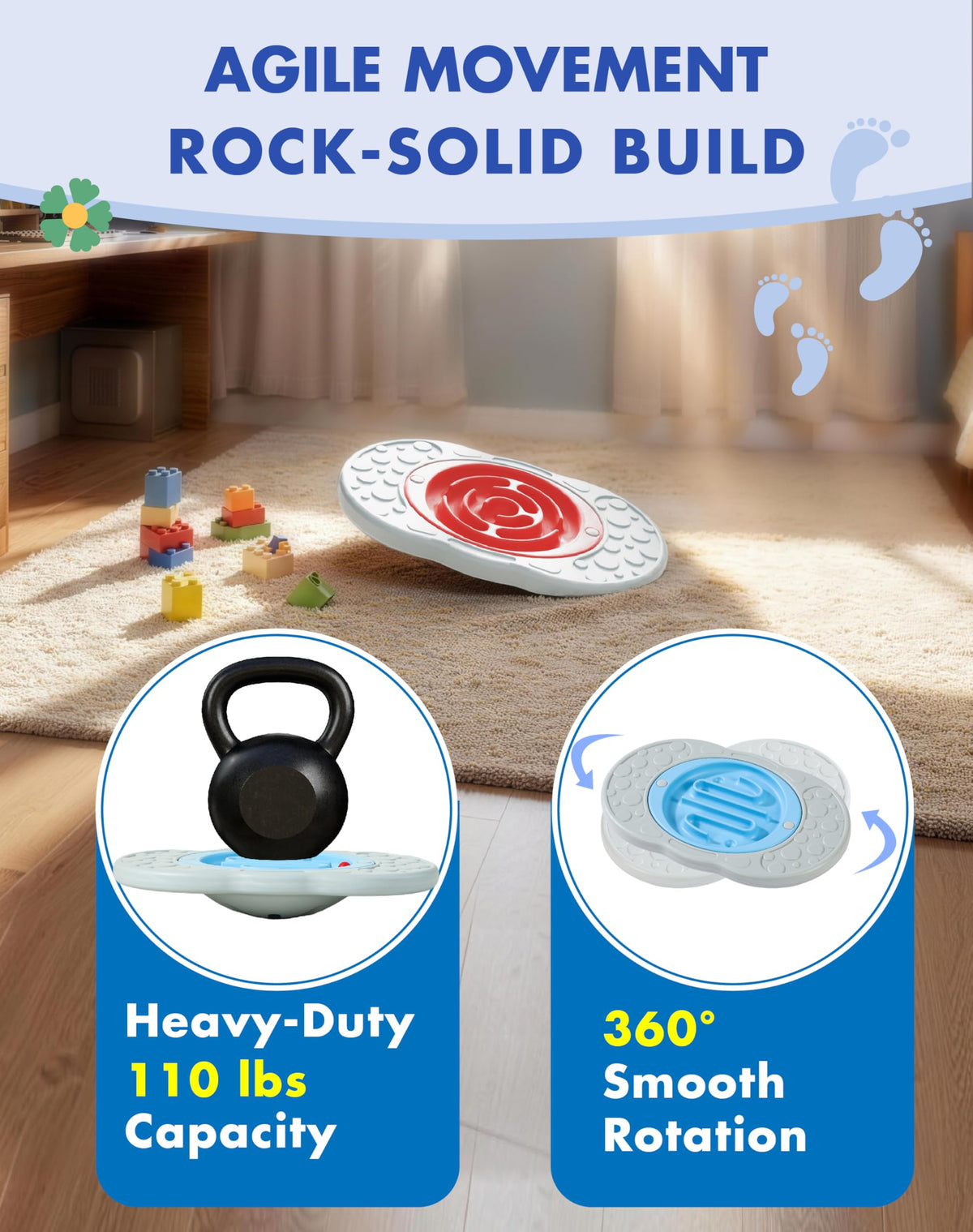 2-in-1 Kids Maze Balance Board with Carry Bag