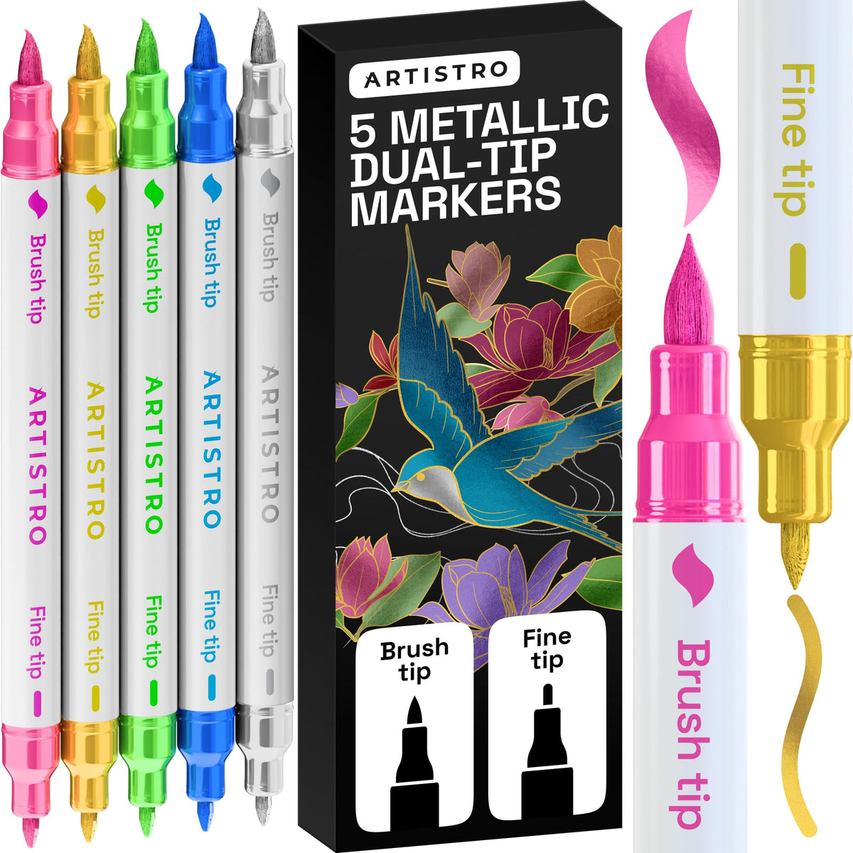 ARTISTRO Dual-Tip Acrylic Paint Markers for Drawing