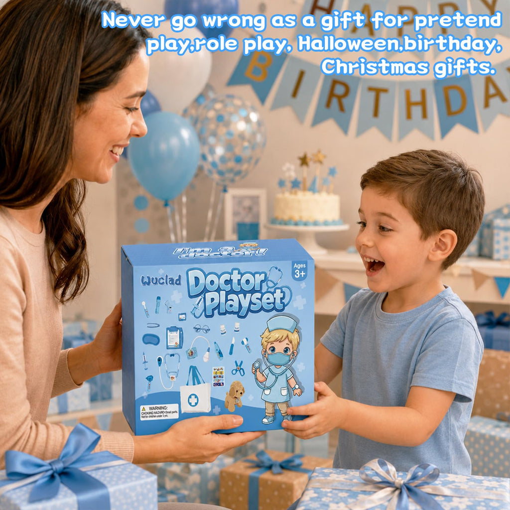 Kids Doctor Costume & Medical Pretend Play Set for Ages 3–5