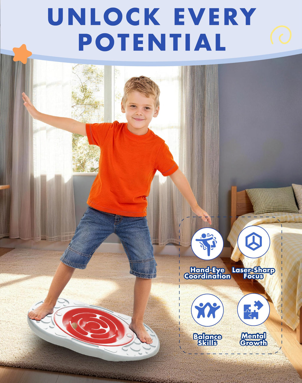 2-in-1 Kids Maze Balance Board with Carry Bag