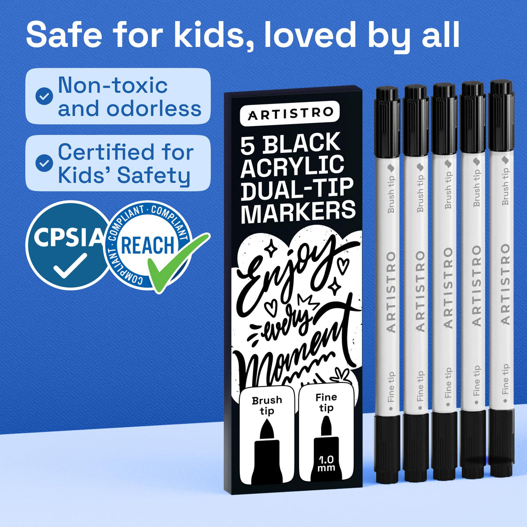 ARTISTRO Dual-Tip Acrylic Paint Markers for Drawing