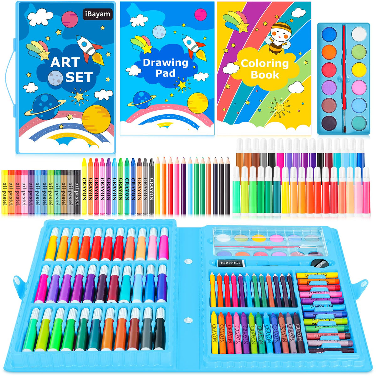 iBayam 139-Piece Drawing & Painting Art Set with Sketch Pads