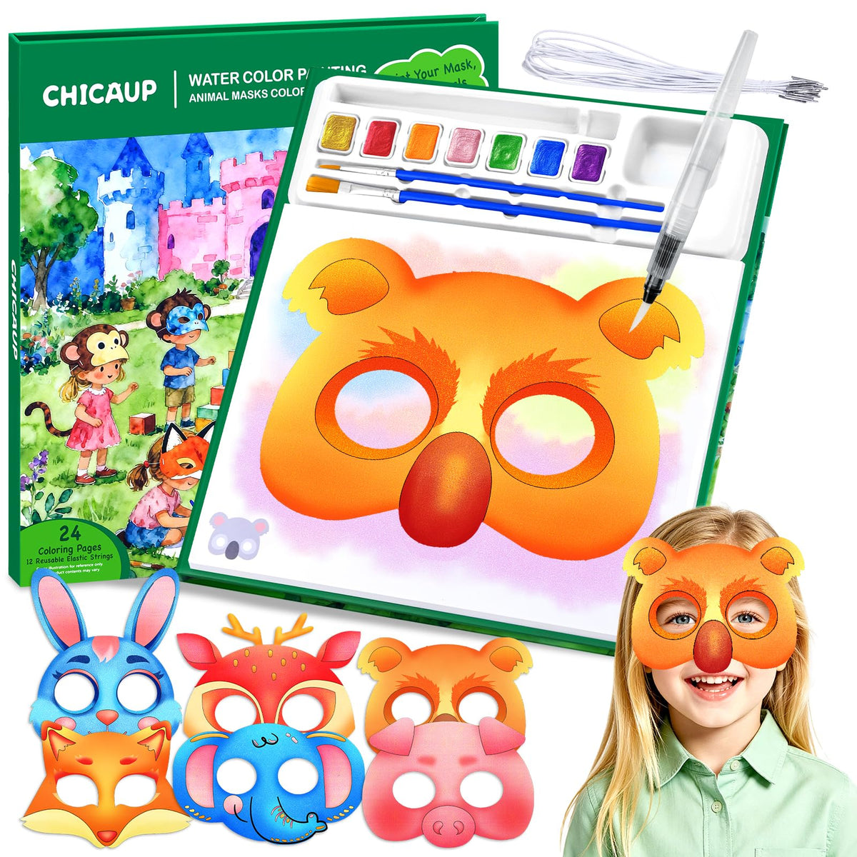 Mess-Free Paint-with-Water Mask Coloring Kit for Kids