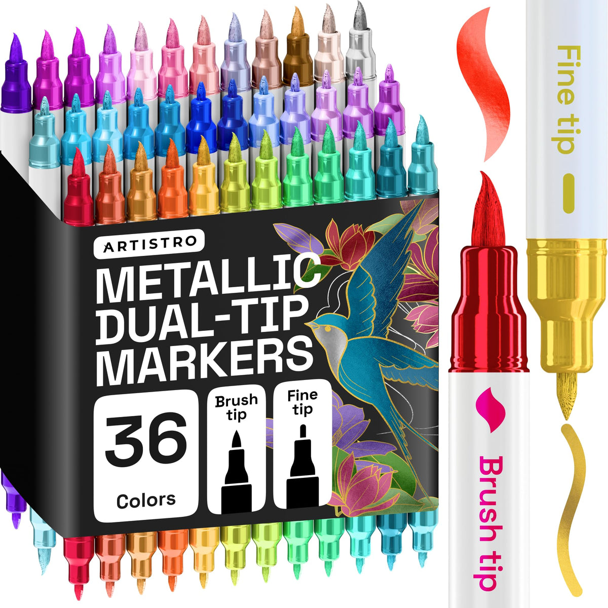ARTISTRO Dual-Tip Acrylic Paint Markers for Drawing
