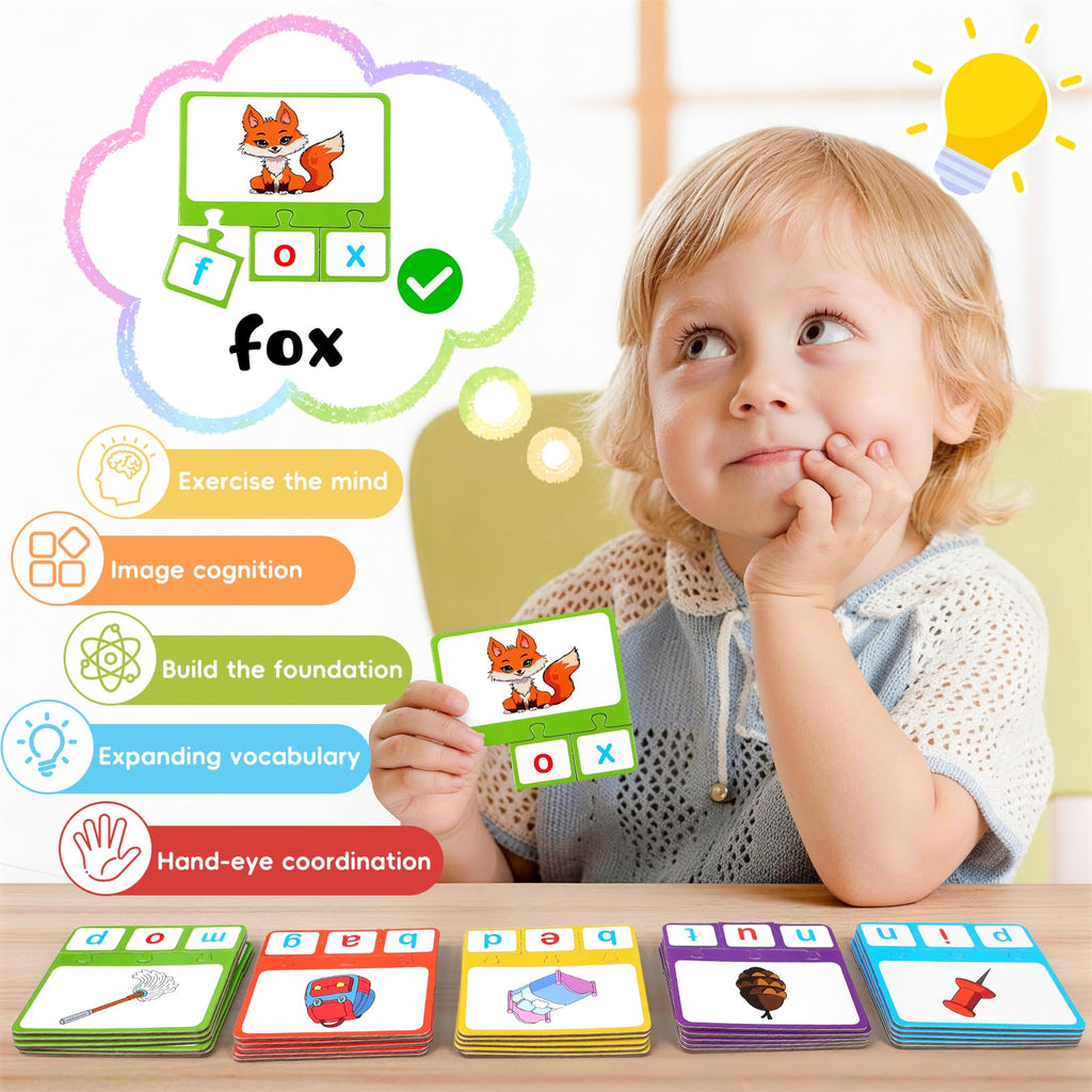 Edumix 25-Piece CVC Word & Phonics Puzzle Set for Kids