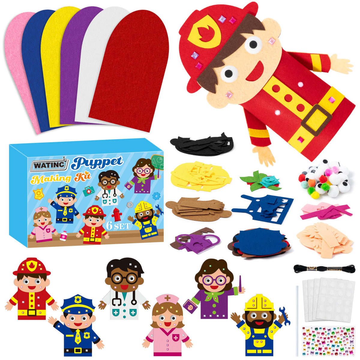 Kids Hand Puppet Making Kit with Felt Sock Puppets