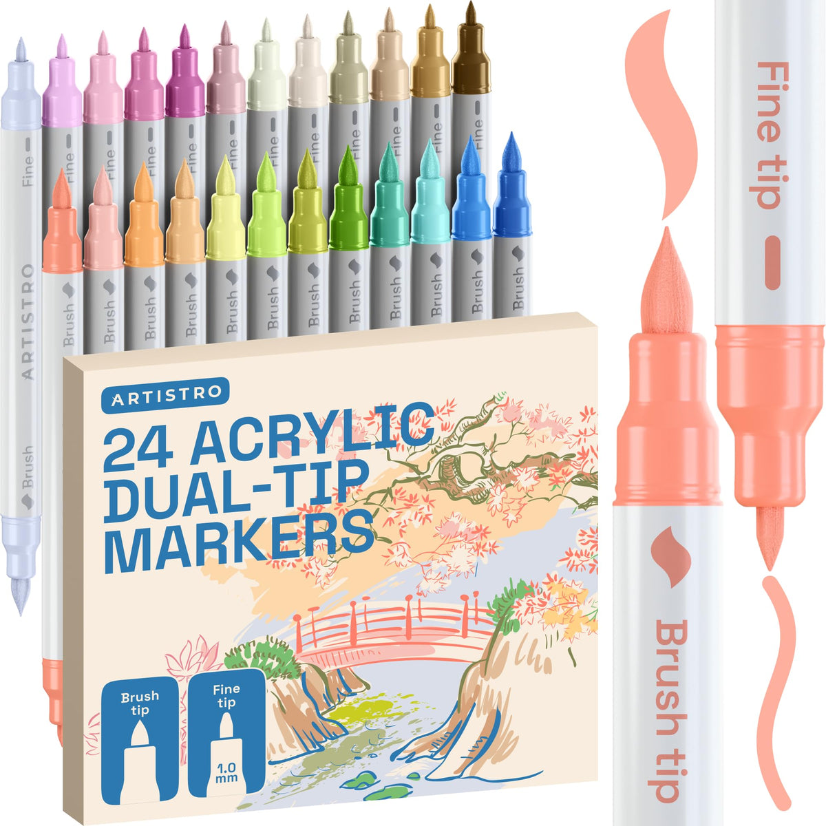 ARTISTRO Dual-Tip Acrylic Paint Markers for Drawing