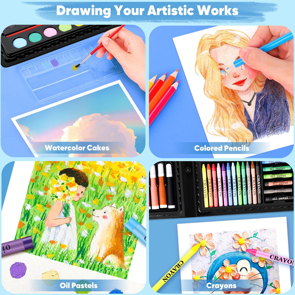 iBayam 139-Piece Drawing & Painting Art Set with Sketch Pads