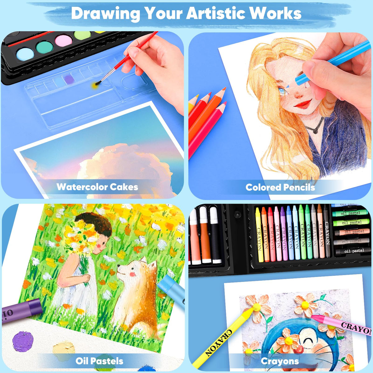 iBayam 139-Piece Drawing & Painting Art Set with Sketch Pads