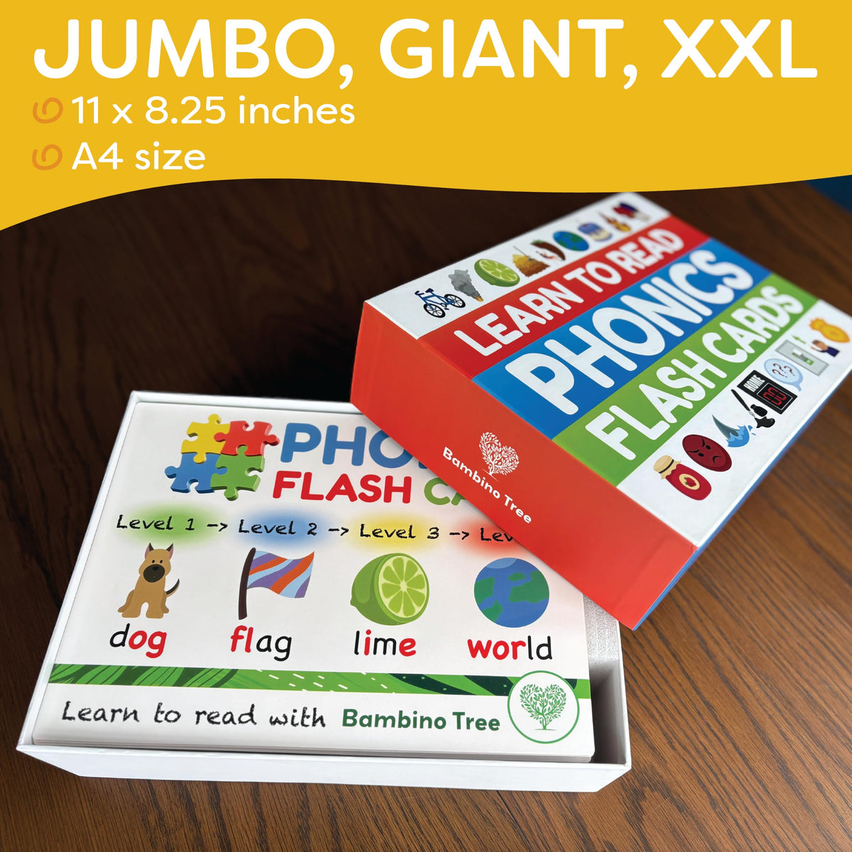 The Bambino Tree Phonics Flash Cards – 20-Stage Reading Set