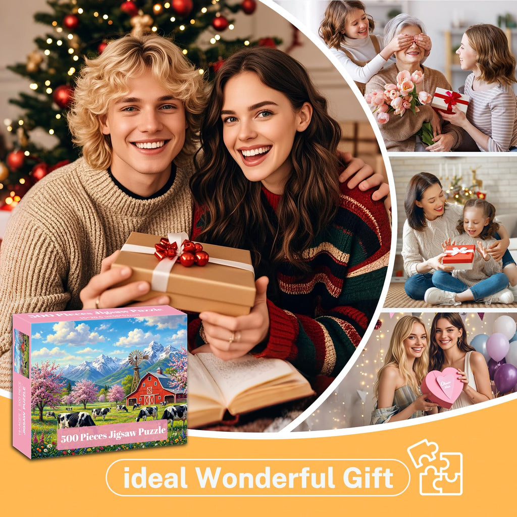 4-Pack 500-Piece Four Seasons Jigsaw Puzzles for Adults