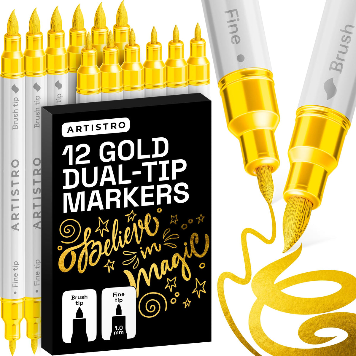 ARTISTRO Dual-Tip Acrylic Paint Markers for Drawing