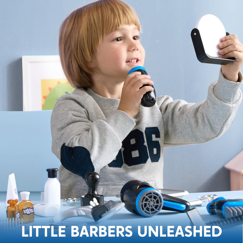 23-Piece Kids Barber Shop Pretend Play Set with Storage Box