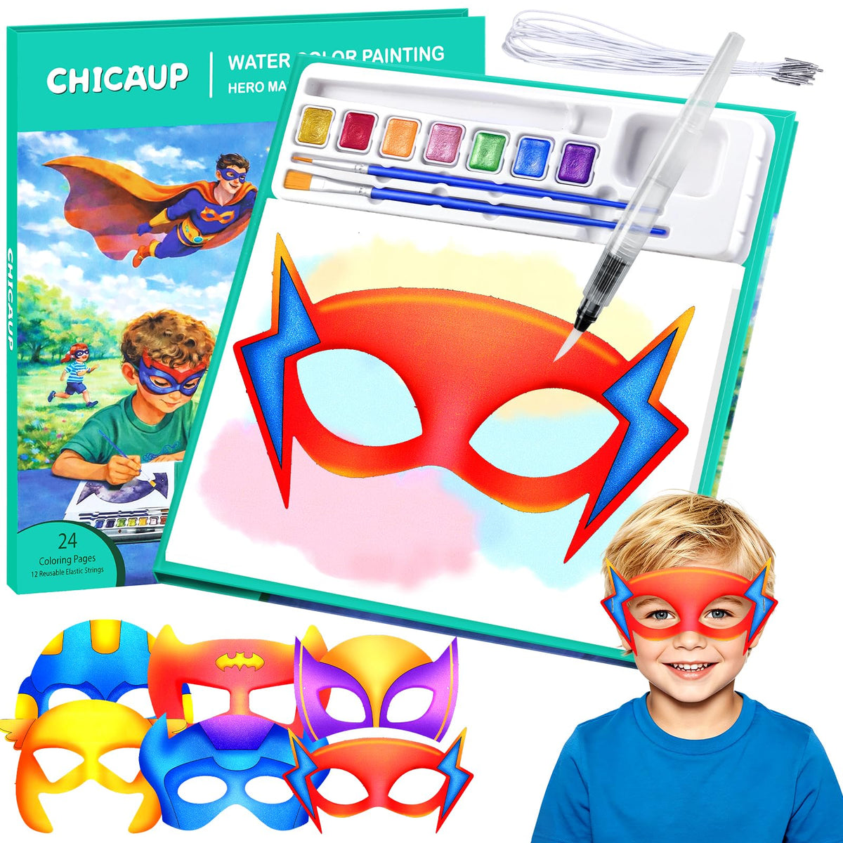 Mess-Free Paint-with-Water Mask Coloring Kit for Kids