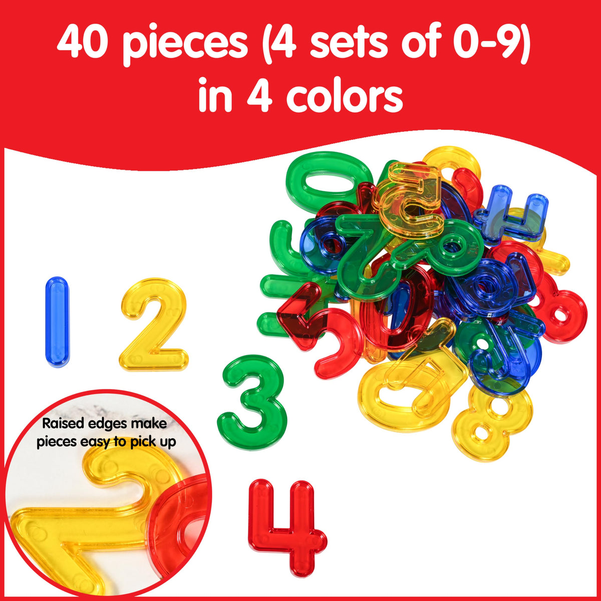 edxeducation 40-Piece Transparent Number Set for Math Learning