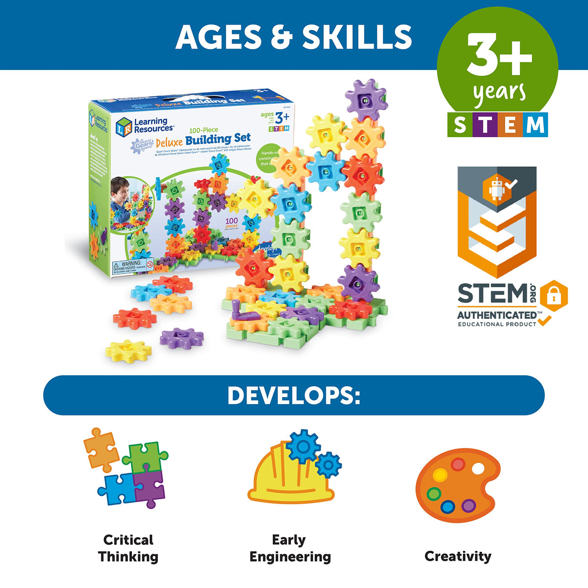Learning Resources Gears Building Set for STEM Construction