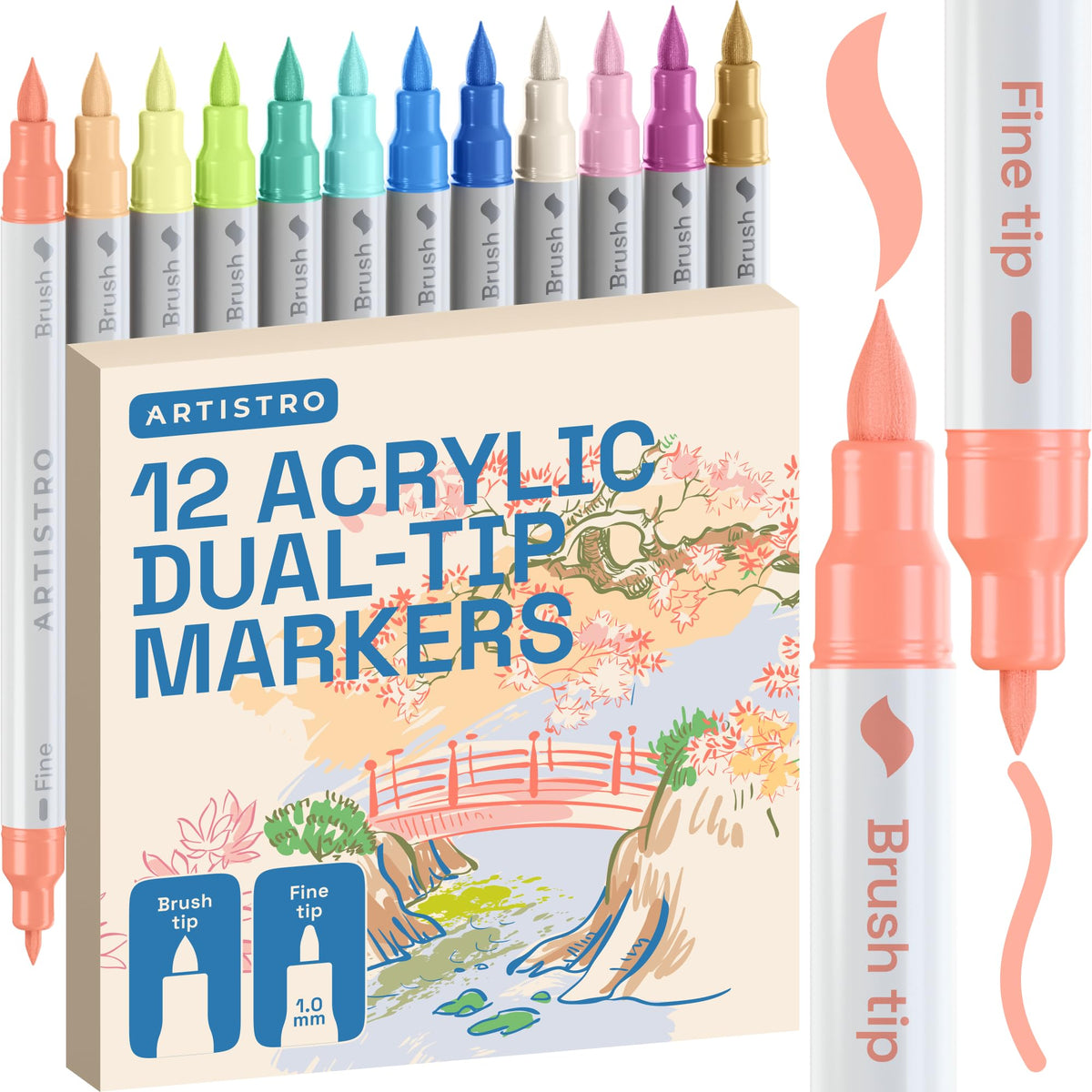 ARTISTRO Dual-Tip Acrylic Paint Markers for Drawing