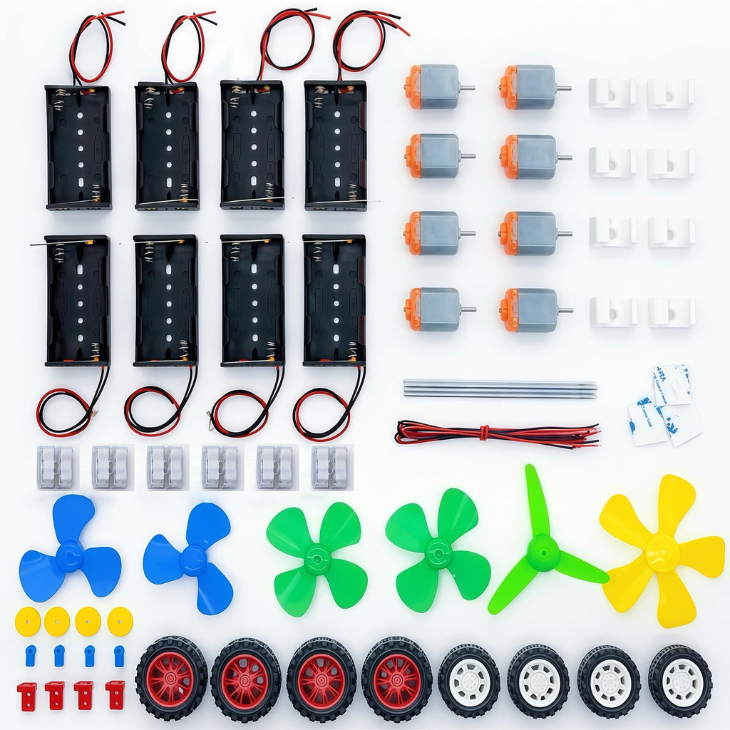 8-Set STEM Motor Kit with Wheels, Gears & Accessories