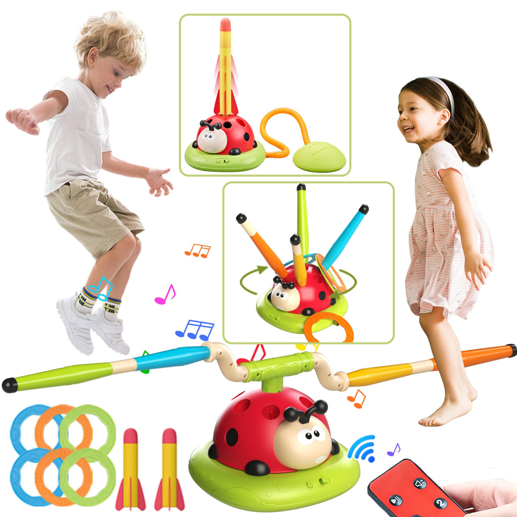 3-in-1 Kids Jump, Ring Toss & Rocket Launcher Game