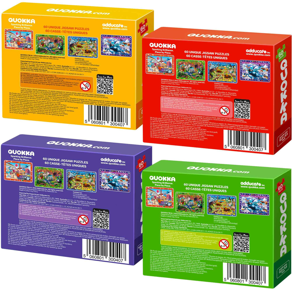 4-Pack 60-Piece Jigsaw Puzzles for Kids Ages 4–8