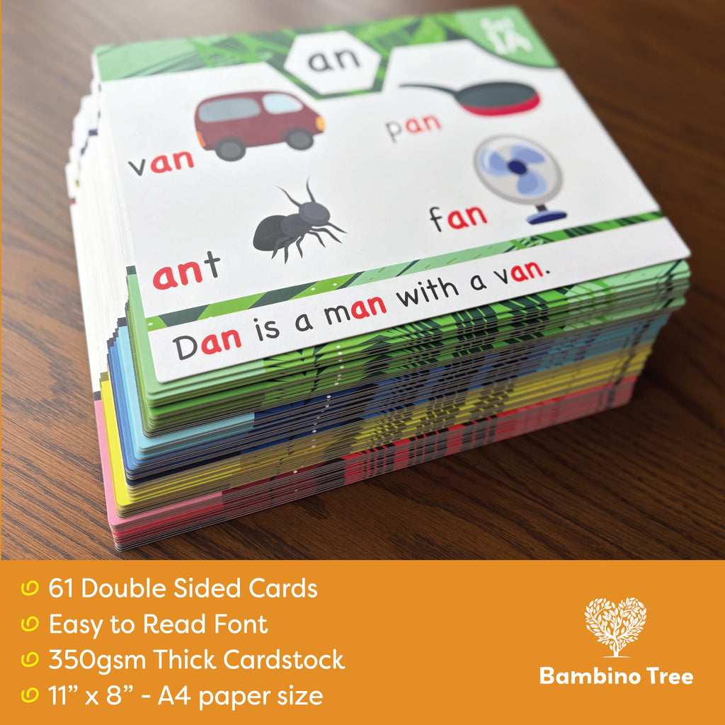 The Bambino Tree Phonics Flash Cards – 20-Stage Reading Set