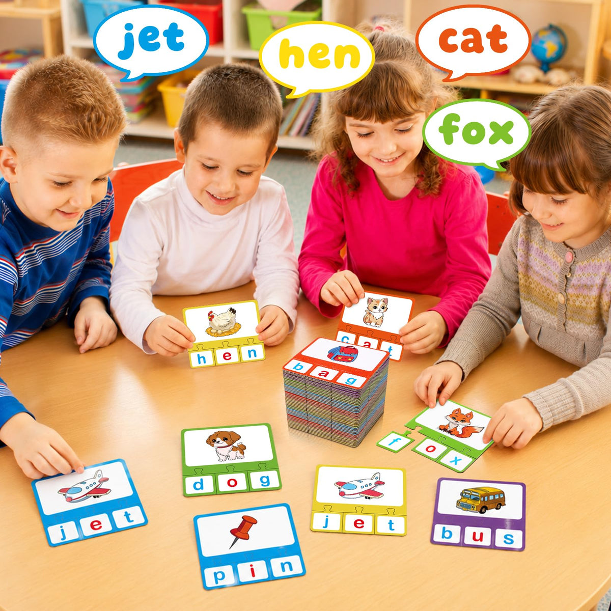 Edumix 25-Piece CVC Word & Phonics Puzzle Set for Kids