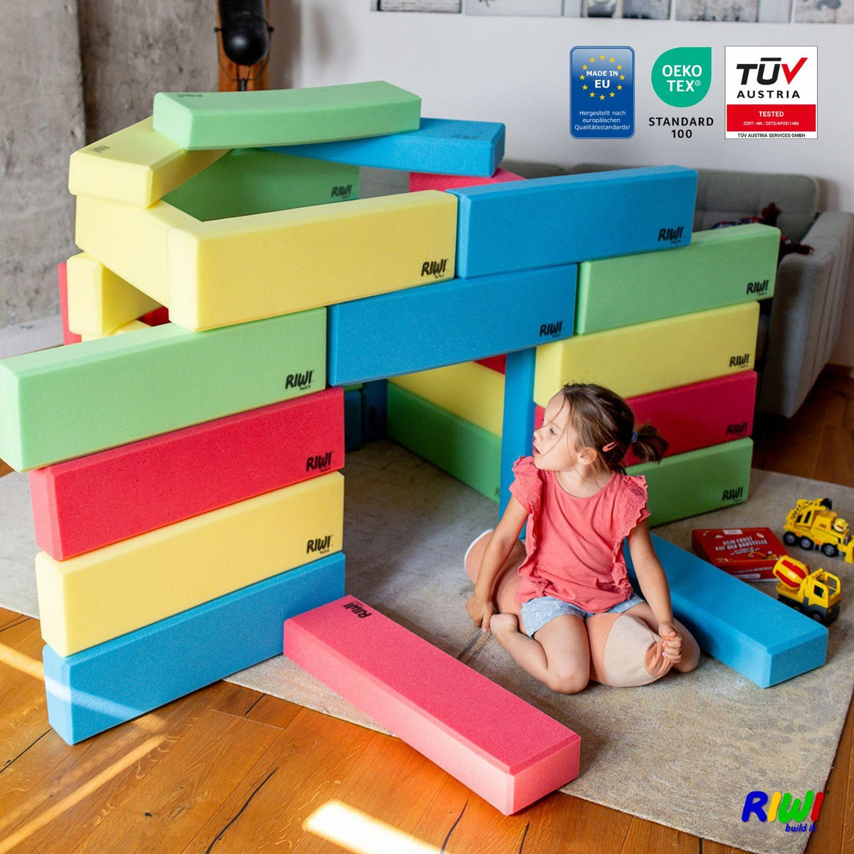 36-Piece Giant Foam Building Blocks for Kids Ages 3+