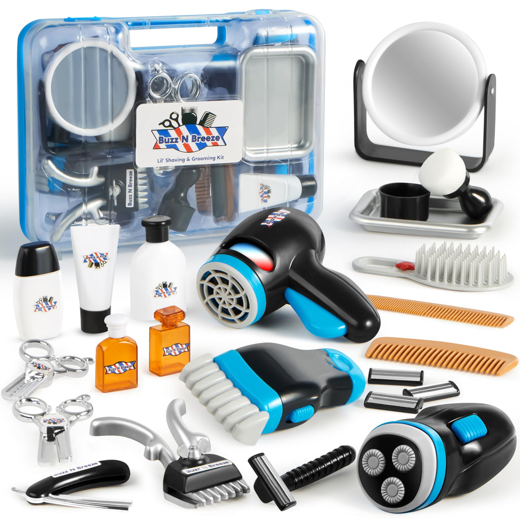 23-Piece Kids Barber Shop Pretend Play Set with Storage Box