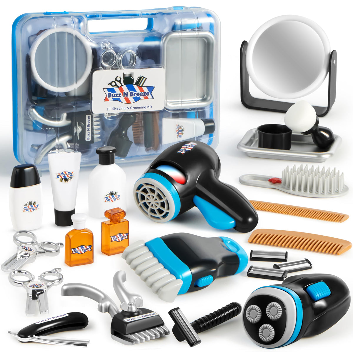 23-Piece Kids Barber Shop Pretend Play Set with Storage Box