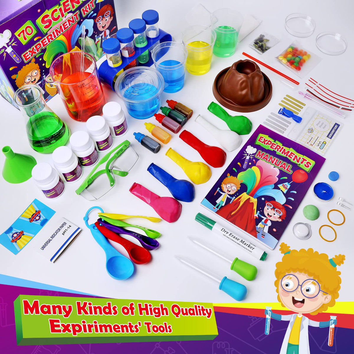 UNGLINGA 210-Experiment Science Kit with Kids Lab Coat