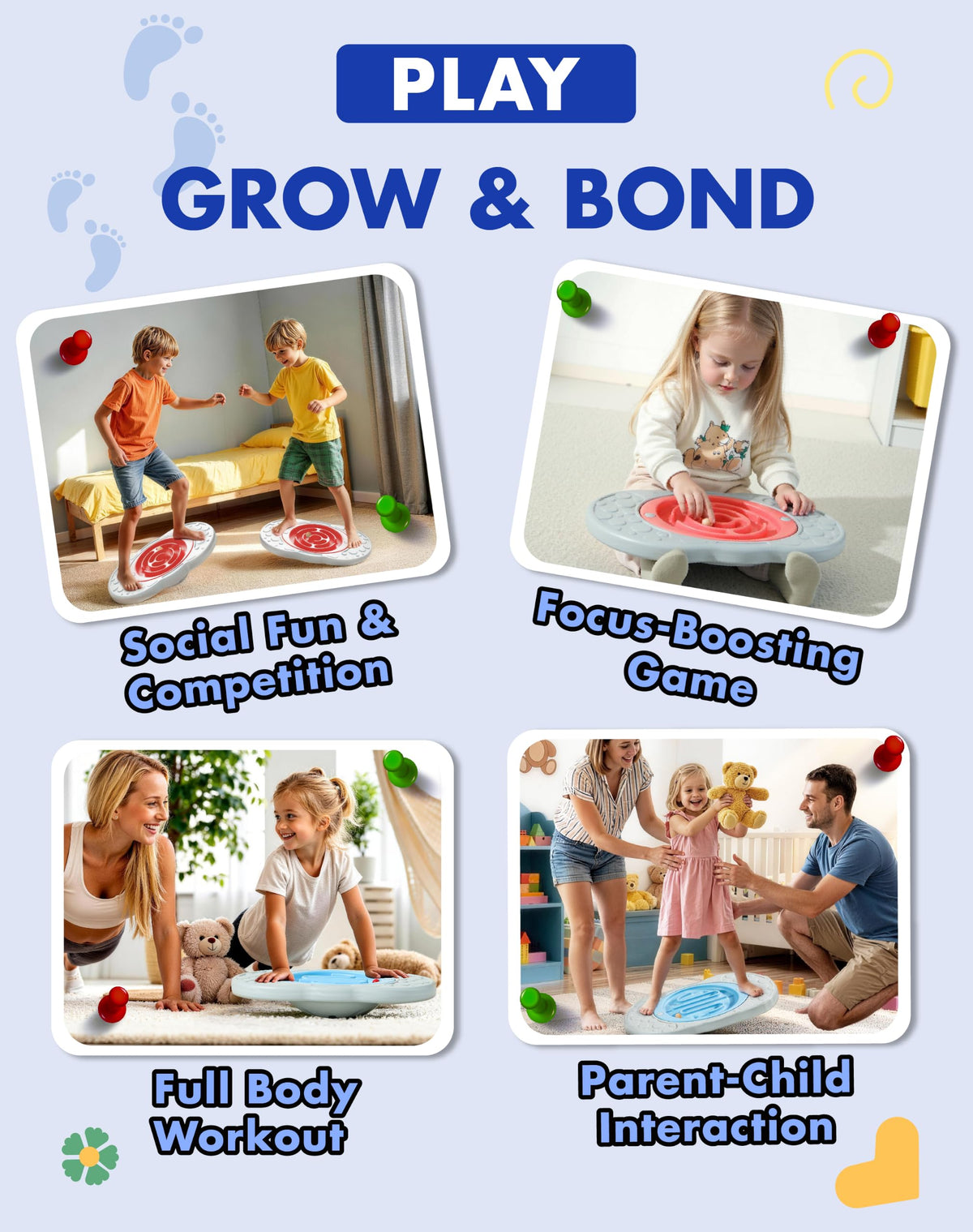 2-in-1 Kids Maze Balance Board with Carry Bag