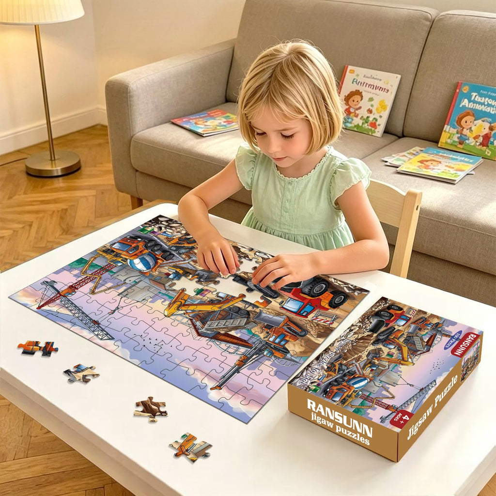 RANSUNN 100-Piece Jigsaw Puzzle for Kids & Family Play