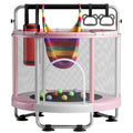 55-Inch Kids Trampoline with Enclosure & Gymnastics Bar