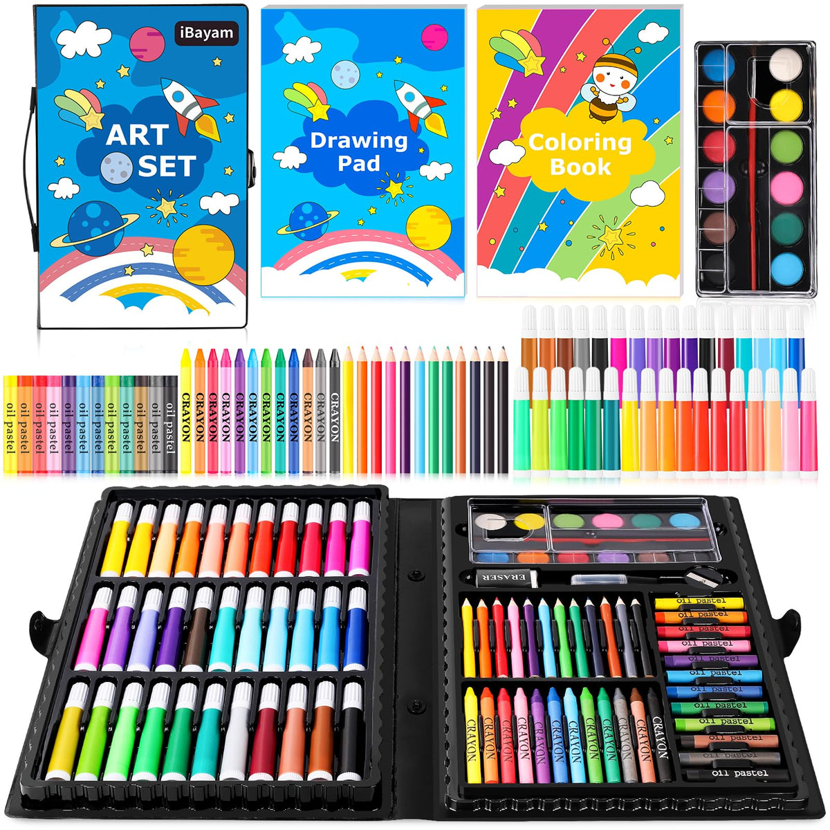 iBayam 139-Piece Drawing & Painting Art Set with Sketch Pads