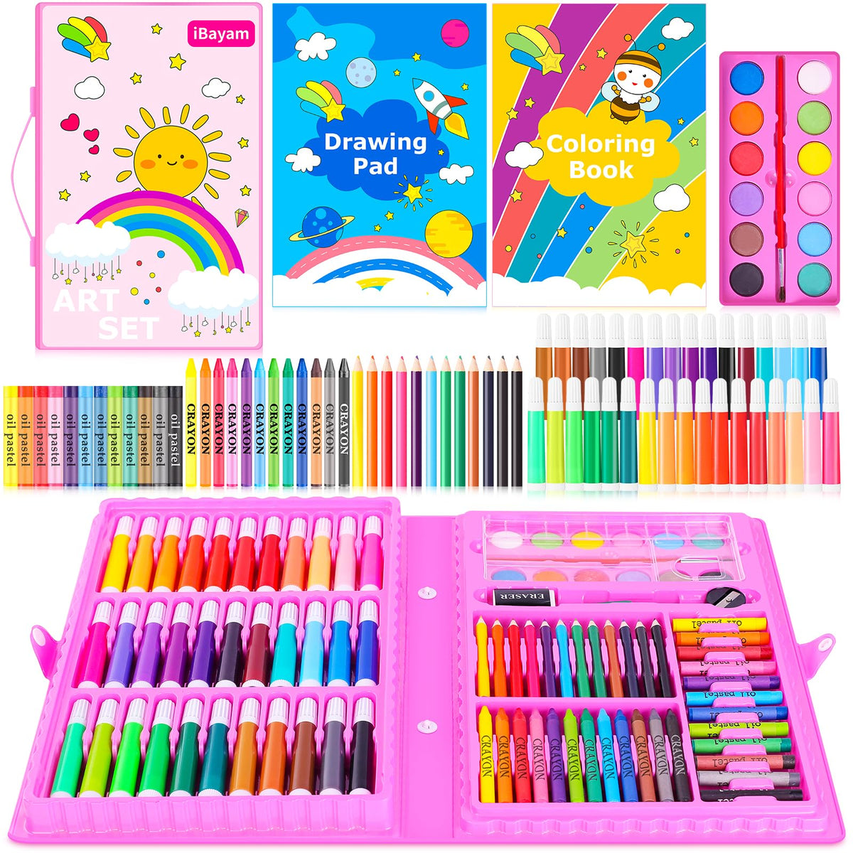 iBayam 139-Piece Drawing & Painting Art Set with Sketch Pads