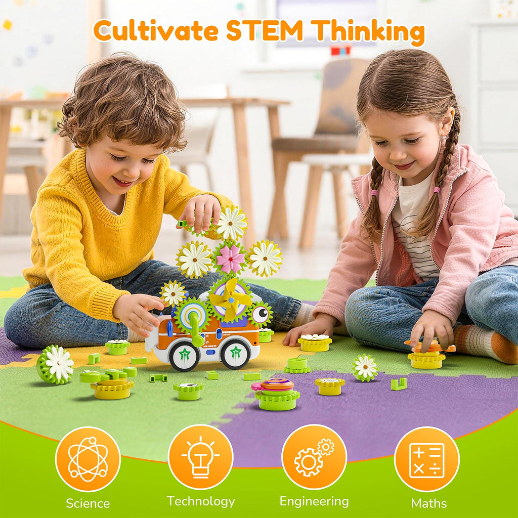 STEM Gears Construction Set with Lights, Music & Dual Modes