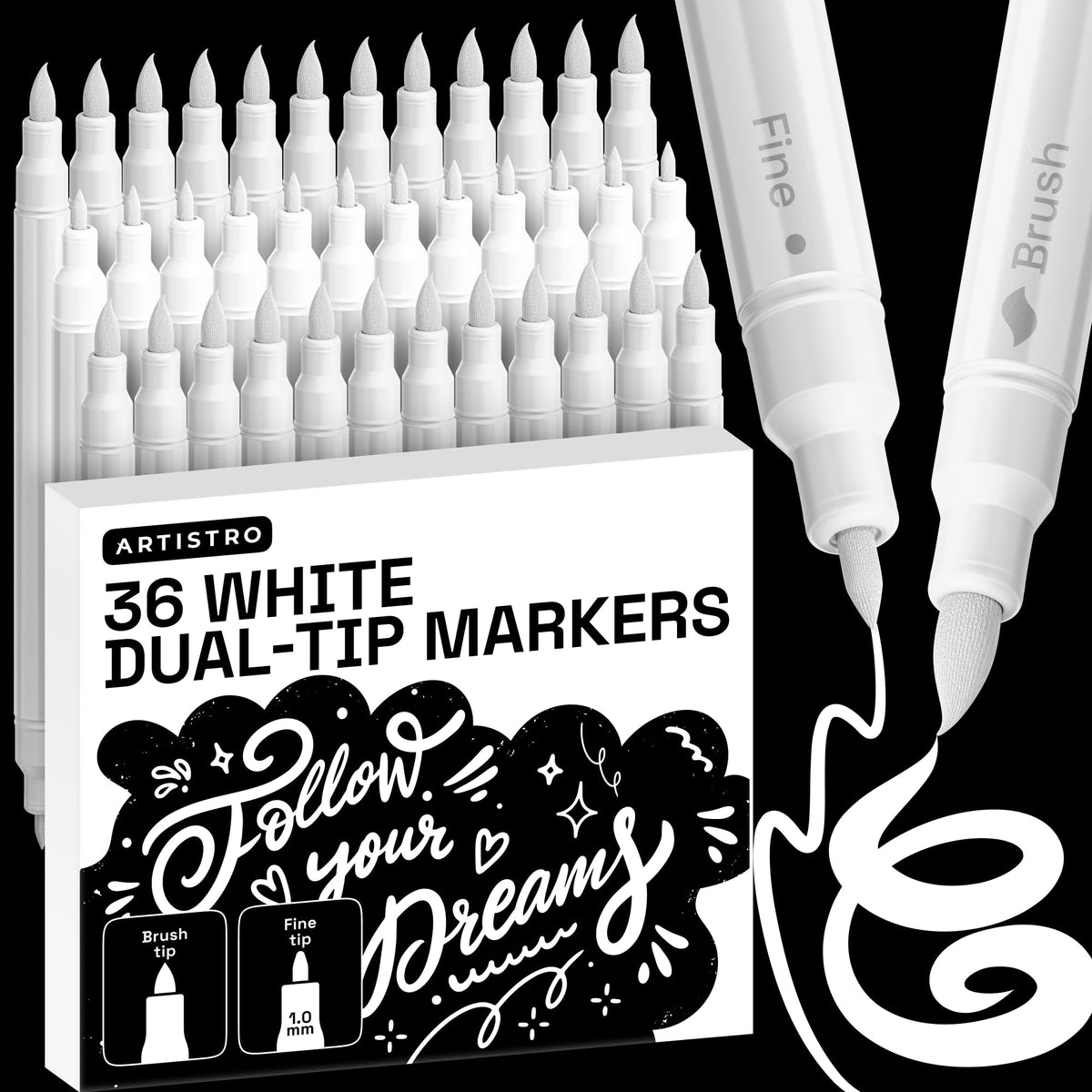 ARTISTRO Dual-Tip Acrylic Paint Markers for Drawing