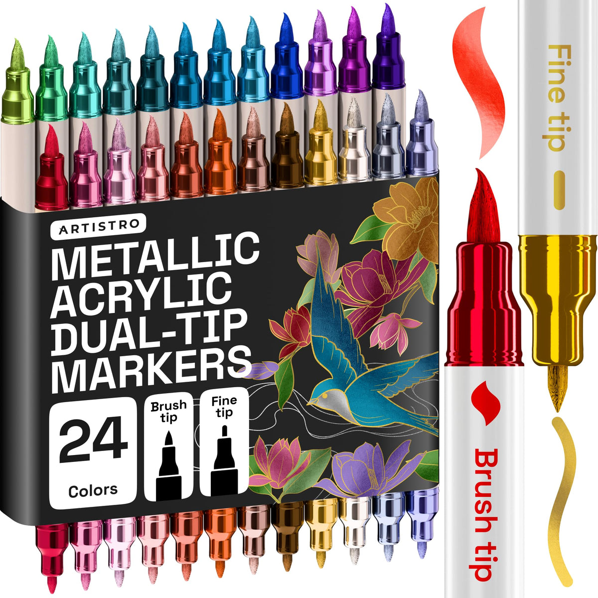 ARTISTRO Dual-Tip Acrylic Paint Markers for Drawing