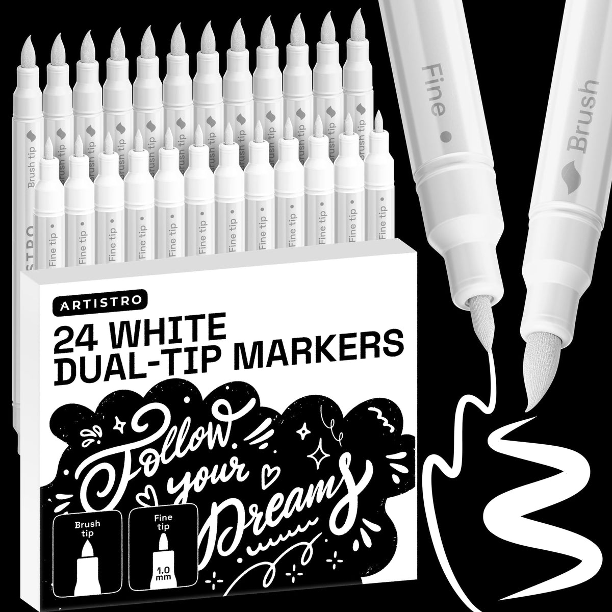 ARTISTRO Dual-Tip Acrylic Paint Markers for Drawing